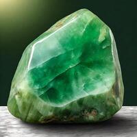 AI generated large raw jade isolated on a white gray background photo