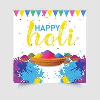 happy holi festival background design, Wishing  with pichkari, color splash Free Vector