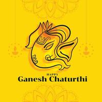 happy ganesh chaturthi festival card in yellow color vector