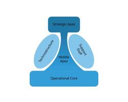 Organizational Model components for Strategic apex, middle apex, operational core, support staff, Technostructure vector