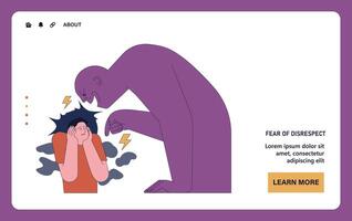 Fear of disrespect web or landing. Threatening figure scolding a distressed vector