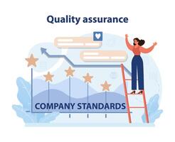 Quality Assurance Standards. An illustrative display of a professional ensuring. vector