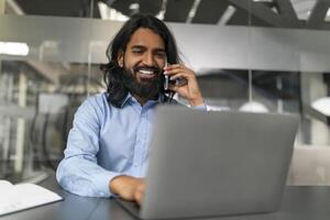 Man enjoying conversation on smartphone photo