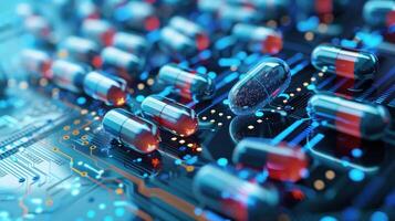 ai generado un intersección de farmacología y digital tecnología foto