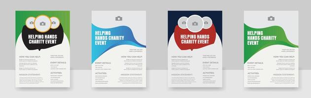 Charity and donation poster design templates, Charity flyers for fundraisers. Helping Your Charity flyer. vector