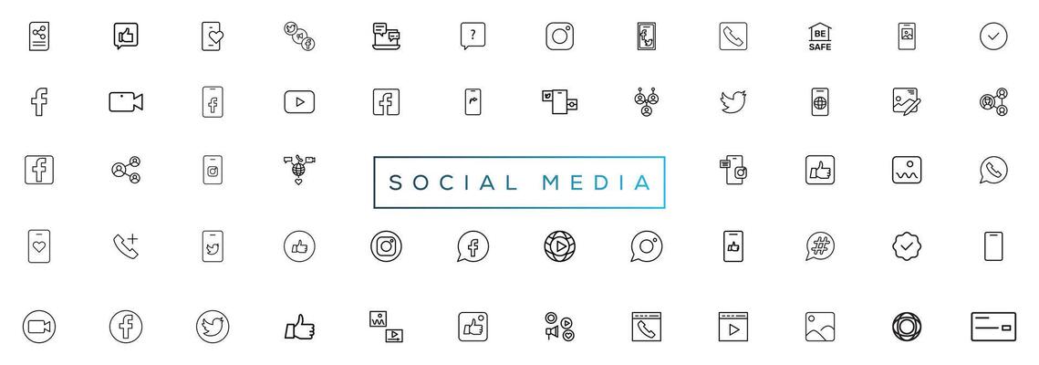 Facebook, twitter, instagram, youtube, snapchat, pinterest, whatsap, linkedin, periscope, vimeo - Collection of popular social media logo. Social media icons. Realistic set