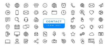 Contact and communication Iconset, outline icon for contact, chat and communication. most useful iconset. vector