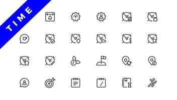 Time and clock, calendar, timer line icons. vector