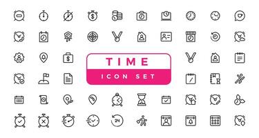 Time and clock, calendar, timer line icons. vector