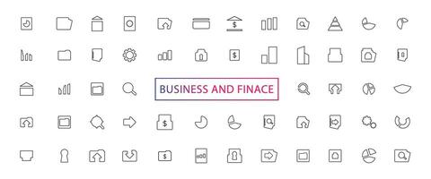 Business and Finance line icons set. Businessman outline icons collection. Money, investment, teamwork, meeting, partnership, meeting, work success - stock vector. vector