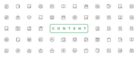 content simple concept icons set. Contains such icons as vector image, media, video, social content and more, can be used for web, logo, UI or UX