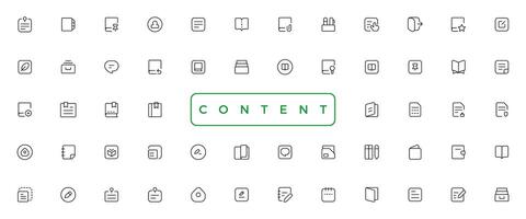 content simple concept icons set. Contains such icons as vector image, media, video, social content and more, can be used for web, logo, UI or UX