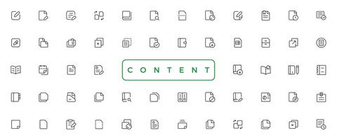 content simple concept icons set. Contains such icons as vector image, media, video, social content and more, can be used for web, logo, UI or UX