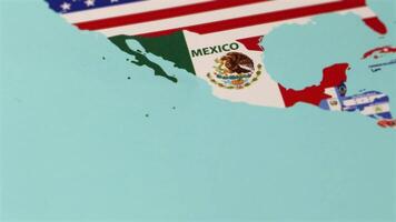 Mexico country flag outline on world map video