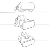 gráfico virtual realidad auriculares en mano dibujado línea estilo.moderno ciber tecnologías para juegos de aprendizaje y trabajar. virtual realidad auriculares bosquejo dibujado, negro line.vector conjunto de vr lentes ilustración vector