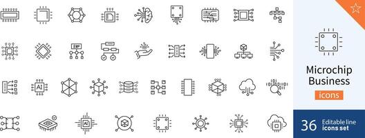 Microship icons Pixel perfect. Setup ,computer ,system. Vector illustration.