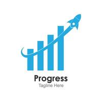 Rocket progress logo,good progress logo vector icon illustration design.