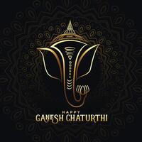 beautiful golden ganpati card for happy ganesh chaturthi vector