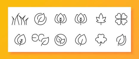 Nature icon set. Autumn, tree, greenery, crown, spring, summer, forest, leaves, rustle, park. Black icon on a white background. Vector line icon for business and advertising