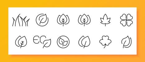 Nature icon set. Autumn, tree, greenery, crown, spring, summer, forest, leaves, rustle, park. Black icon on a white background. Vector line icon for business and advertising