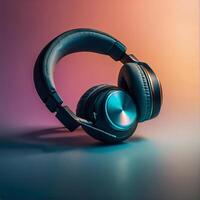 AI generated Headphones with gradient background photo