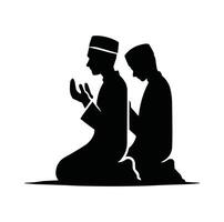 Muslim man Prayering silhouette vector illustration