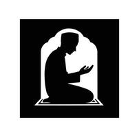 Muslim man Prayering silhouette vector illustration