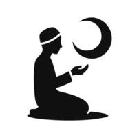 Muslim man Prayering silhouette vector illustration