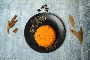 Zyro Rice or gyro served in a dish isolated on grey background top view of bangladesh food photo