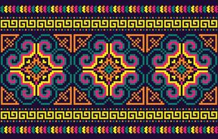 Bring flowers to life with colorful threads in this cross stitch pattern. Design for flowers, colorful,background, embroidery, floral pattern, stitches floral motif decorative textile art. vector