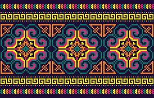 Bring flowers to life with colorful threads in this cross stitch pattern. Design for flowers, colorful,background, embroidery, floral pattern, stitches floral motif decorative textile art. vector