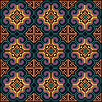 Cross stitch pattern features a repeating motif of colorful flowers. Design for flowers, colorful,background, embroidery, floral pattern, stitches floral motif decorative textile art. vector