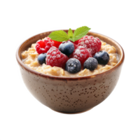 AI generated Bowl of oats porridge isolated on transparent background With clipping path.Healthy breakfast. 3d rendering png