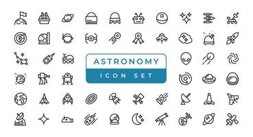 space and planet Vector Line Icons, thin line style.Contains such Icons as space, planet, alien, solar, astronaut, technology, space travels, stars, exploration And Other Elements