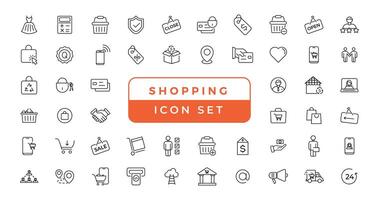 Shopping and retail line icons set. E-Commerce and retail outline icons collection. Shopping, gifts, store, shop, delivery, marketing, store, money, price - stock vector. vector