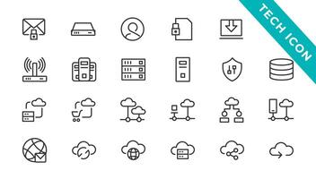 Information Technology web icon set in line style. Network, web design, website, computer, software, progress,programming, data, internet, collection vector