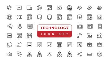 Information Technology web icon set in line style. Network, web design, website, computer, software, progress,programming, data, internet, collection vector