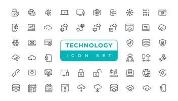 Information Technology web icon set in line style. Network, web design, website, computer, software, progress,programming, data, internet, collection vector