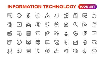 Information technology linear icons collection.Outline icon. vector