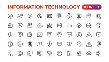 información tecnología lineal íconos colección.esquema icono. vector