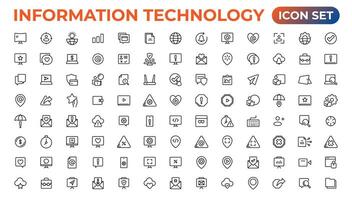 Information technology linear icons collection.Outline icon. vector