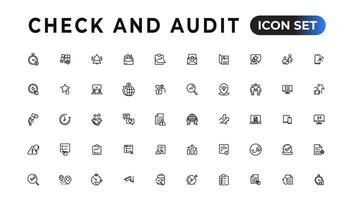 Check and audit line icons collection. Set of thin line web icon set, simple outline icons collection, Pixel Perfect icons, Simple vector illustration.