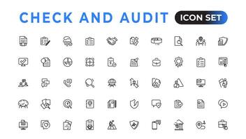 Check and audit line icons collection. Set of thin line web icon set, simple outline icons collection, Pixel Perfect icons, Simple vector illustration.