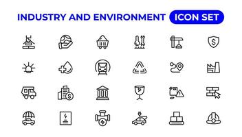 Set of outline icons related to green, renewable energy, alternative sources energy. Eco icon collection.Outline icon collection. vector