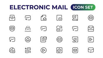 Mail icon set. email icon vector. E-mail icon.Outline icon collection. vector