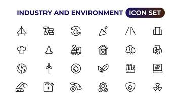 Set of outline icons related to green, renewable energy, alternative sources energy. Eco icon collection.Outline icon collection. vector