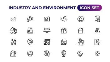 Set of outline icons related to green, renewable energy, alternative sources energy. Eco icon collection.Outline icon collection. vector