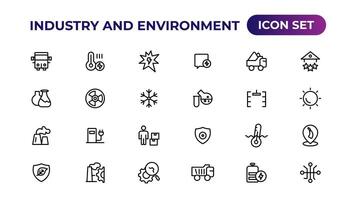 Set of outline icons related to green, renewable energy, alternative sources energy. Eco icon collection.Outline icon collection. vector