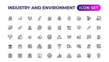 Set of outline icons related to green, renewable energy, alternative sources energy. Eco icon collection.Outline icon collection. vector