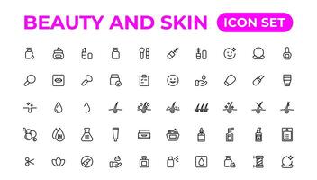 Beauty. Attributes of beauty for men and women.Skin care line icons set. vector